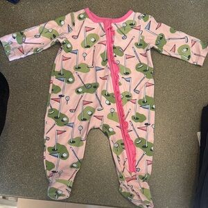 Mud Pie Pink and Green golf Print Footies